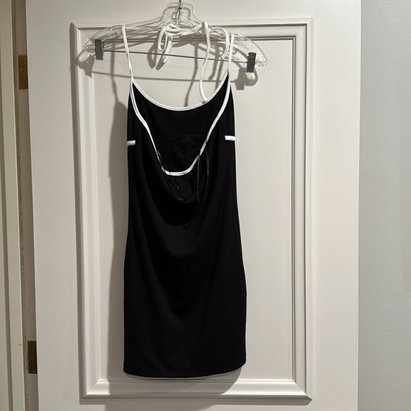 Princess Polly Tie Dress in Black with White Accents Size 8 - Picture 2 of 3